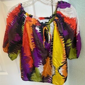 Trina Turk Vibrant Zigzag Blouse
